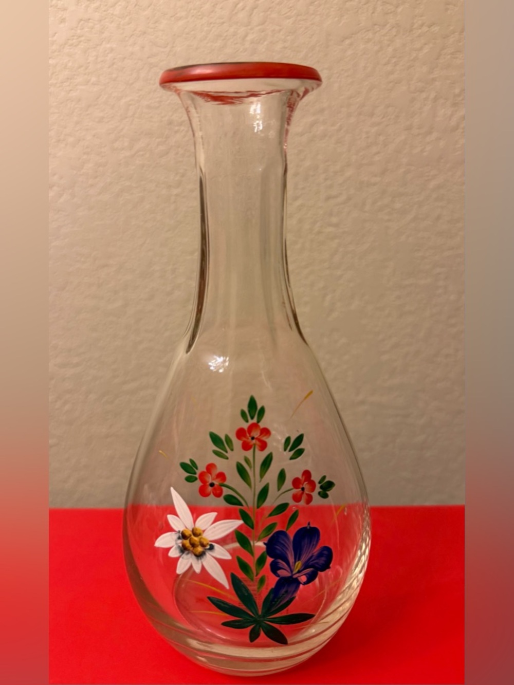 Hand Painted Floral Clear Vase
